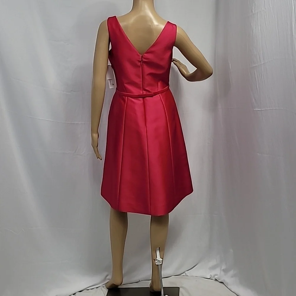 Teri Jon Fuschia Sleeveless V Neck Dress